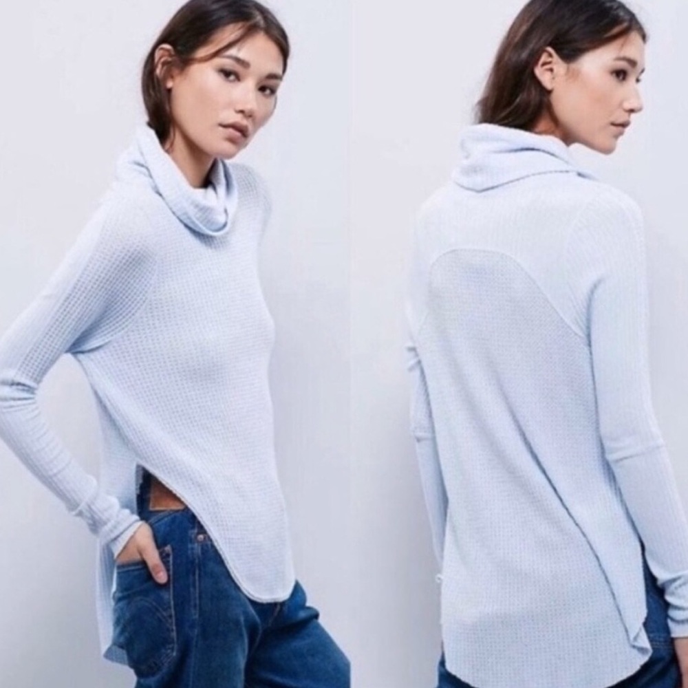 Free People We The Free Drippy Thermal Kristina Top in Sky Blue women’s Medium
